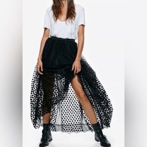 Free People Dreaming Of You Tutu Tulle Maxi Skirt size 0 in black